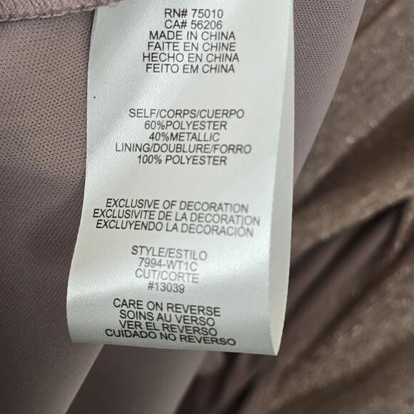 City Triangles Metallic ALine Gown with Beaded Waist Bands Blush PROM WEDDING 13 - Picture 6 of 12